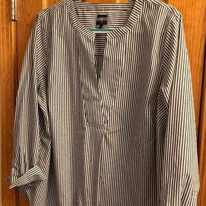 Talbots Striped Black and White Cotton Blouse/Tunic